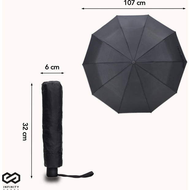 Infinity Goods Stormparaplu - Paraplu - 140 km/u - Reflecterend - Ø 107 cm - Automatisch Uitklapbaar - Beschermhoes -