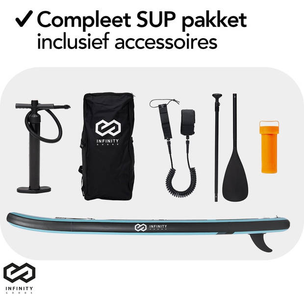 Infinity Goods SUP Board - Opblaasbaar Paddle Board - Complete Set - 285 cm - Max. 150 kg - Mintgroen