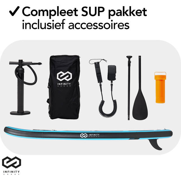 Infinity Goods SUP Board - Opblaasbaar Paddle Board - Complete Set - 320 cm - Max. 150 kg - Turquoise