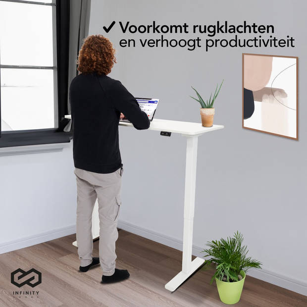 Infinity Goods Zit Sta Bureau - Elektrisch Verstelbaar In Hoogte - 120 x 60 CM - Wit