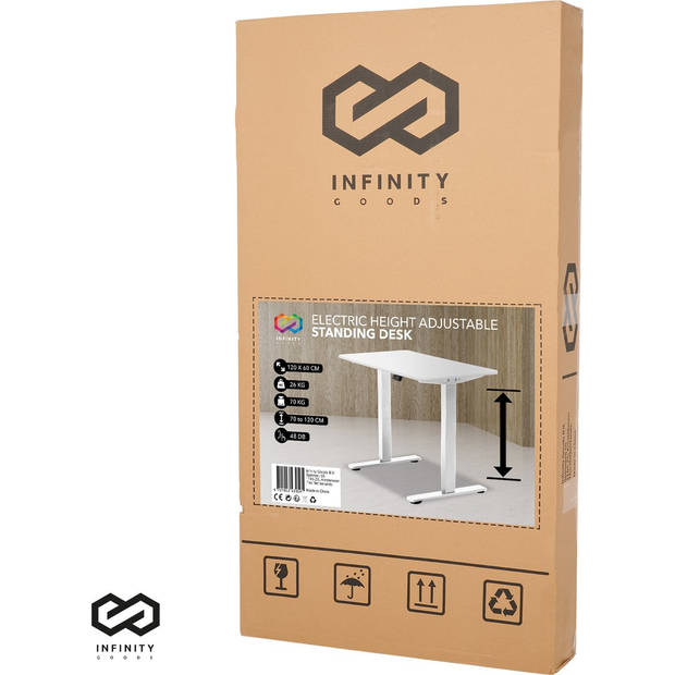 Infinity Goods Zit Sta Bureau - Elektrisch Verstelbaar In Hoogte - 120 x 60 CM - Wit