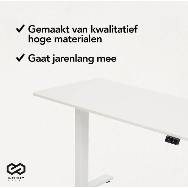 Infinity Goods Zit Sta Bureau - Elektrisch Verstelbaar In Hoogte - 140 x 60 CM - Wit