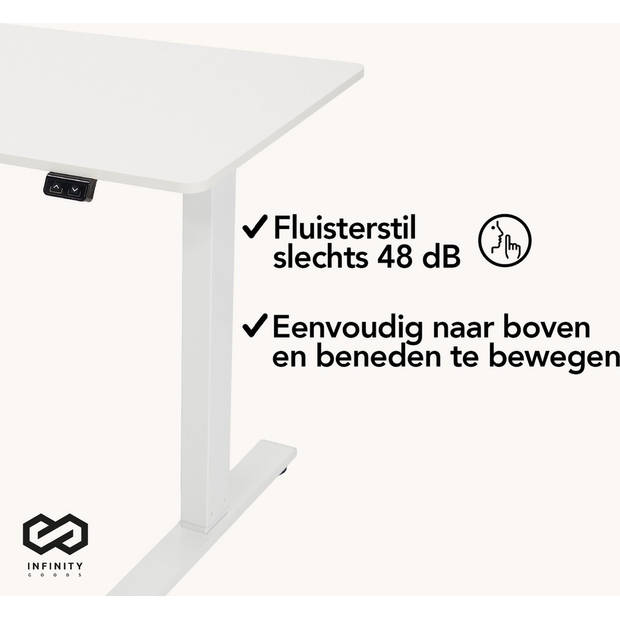 Infinity Goods Zit Sta Bureau - Elektrisch Verstelbaar In Hoogte - 140 x 60 CM - Wit