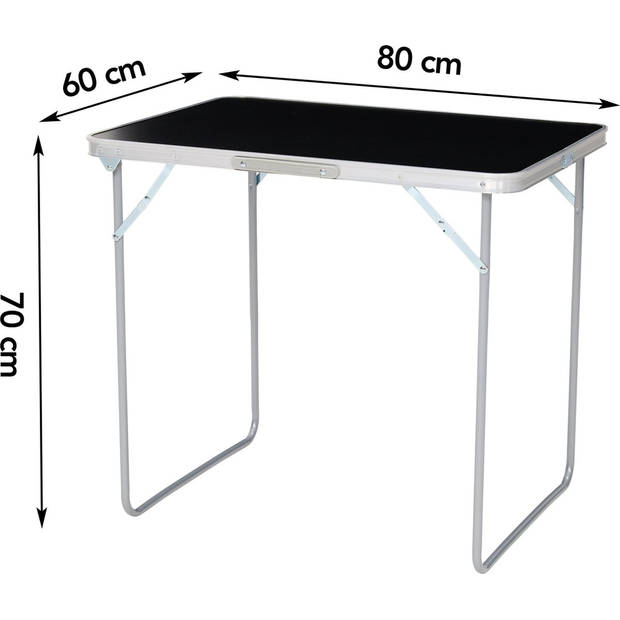 Infinity Goods Campingtafel - Inklapbaar - Tuintafel - 80x60x70 cm - Buiten/Binnen - Draaghandvat - Compact - Aluminium