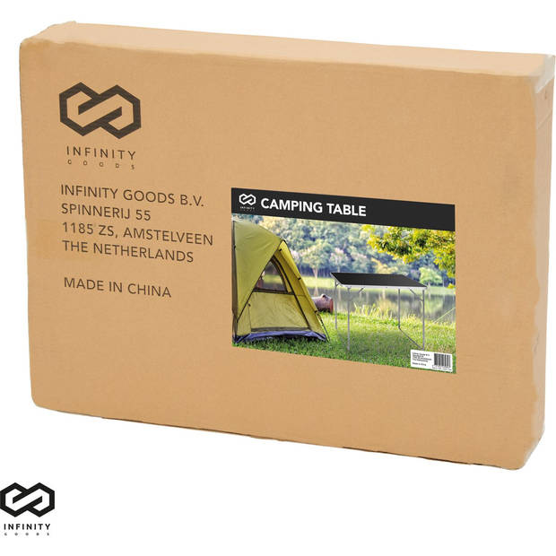 Infinity Goods Campingtafel - Inklapbaar - Tuintafel - 80x60x70 cm - Buiten/Binnen - Draaghandvat - Compact - Aluminium