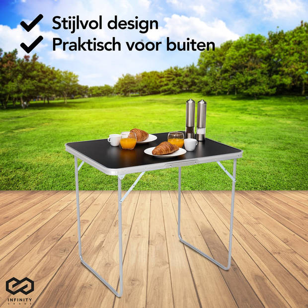 Infinity Goods Campingtafel - Inklapbaar - Tuintafel - 80x60x70 cm - Buiten/Binnen - Draaghandvat - Compact - Aluminium