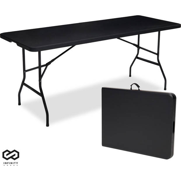 Infinity Goods Inklapbare Tafel - Vouwtafel - 180 x 70 x 74 cm - Campingtafel - Tuintafel - Draagbaar - Zwart