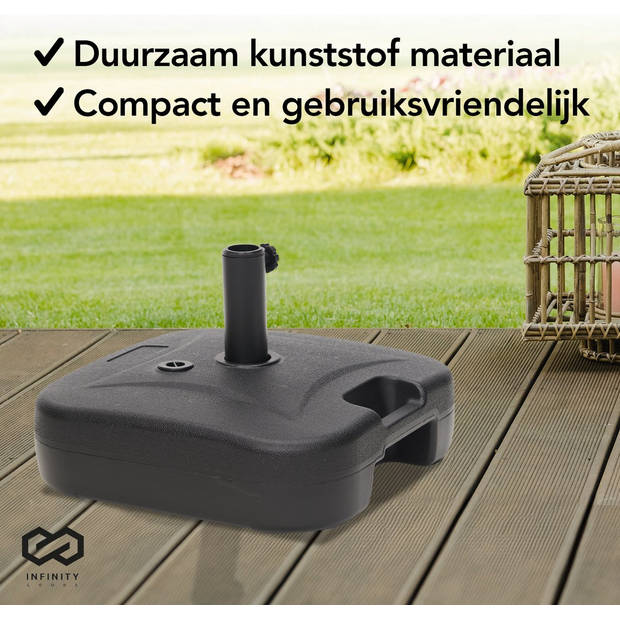 Infinity Goods Parasolvoet - Vulbaar - 40KG - Compact en Stabiel - Parasolhouder - Kunststof - Antraciet