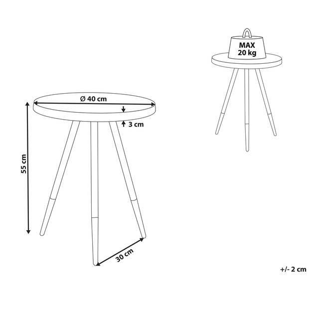 Beliani RAMONA - Bijzettafel-Lichte houtkleur-MDF