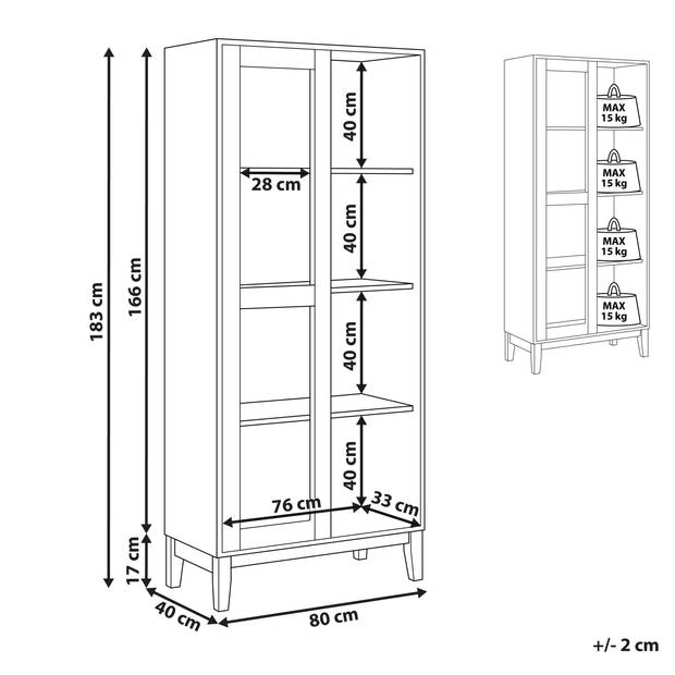 Beliani RUMSON - Vitrinekast-Wit-MDF