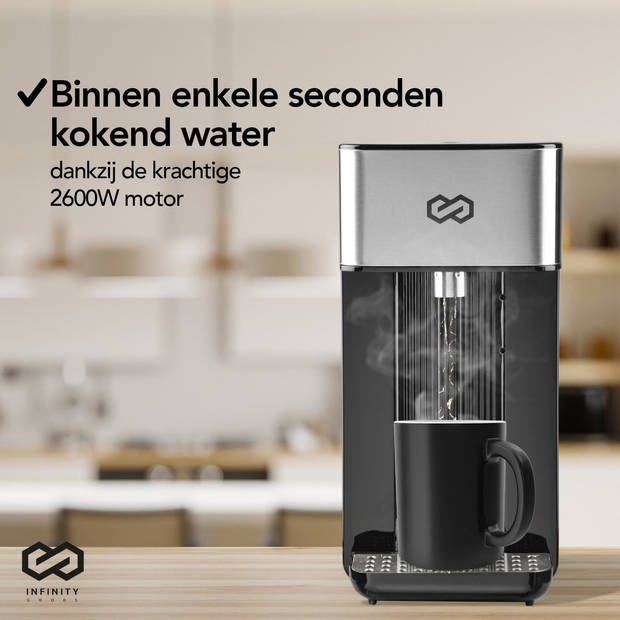 Infinity Goods Heetwaterdispenser - Heetwatertap - 2,5L - Luxe Instant Waterkoker - Kokend water - 2600W - Zwart