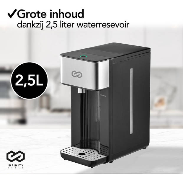 Infinity Goods Heetwaterdispenser - Heetwatertap - 2,5L - Luxe Instant Waterkoker - Kokend water - 2600W - Zwart