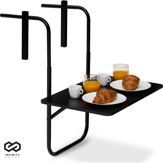 Infinity Goods Balkontafel - Inklapbaar - 40 x 60 CM - Verstelbaar - Hangend - Zwart