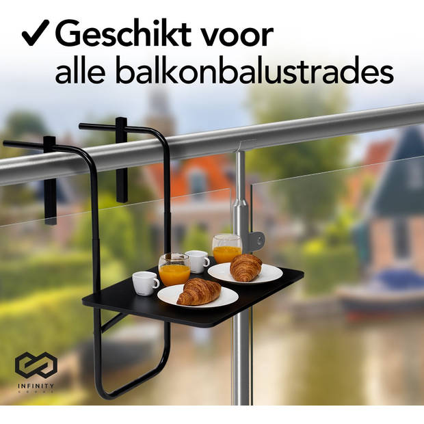 Infinity Goods Balkontafel - Inklapbaar - 40 x 60 CM - Verstelbaar - Hangend - Zwart