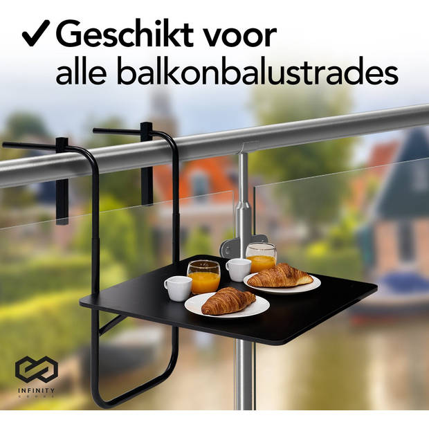 Infinity Goods Balkontafel - Inklapbaar - 60 x 60 CM - Verstelbaar - Hangend - Zwart