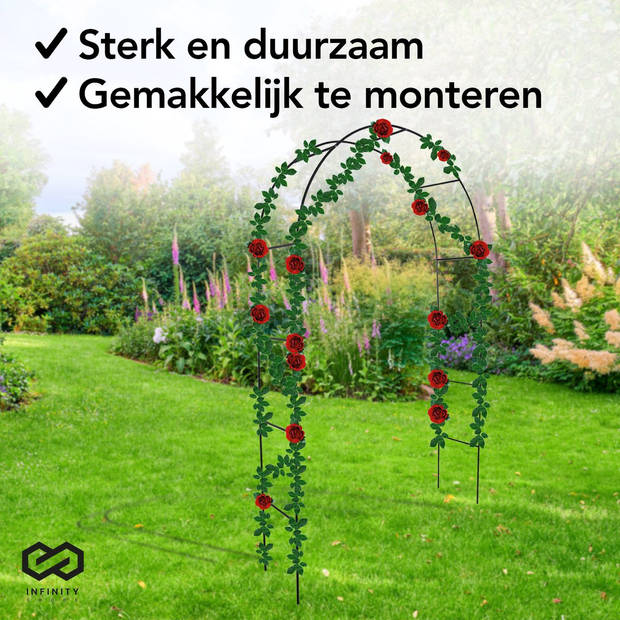 Infinity Goods - Rozenboog - Tuinboog - Rankhulp - Bloemenboog - Voor klimplanten - Metaal - 240 x 140 x 38 cm - Zwart