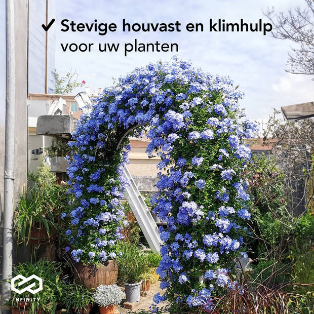 Infinity Goods - Rozenboog - Tuinboog - Rankhulp - Bloemenboog - Voor klimplanten - Metaal - 240 x 140 x 38 cm - Zwart