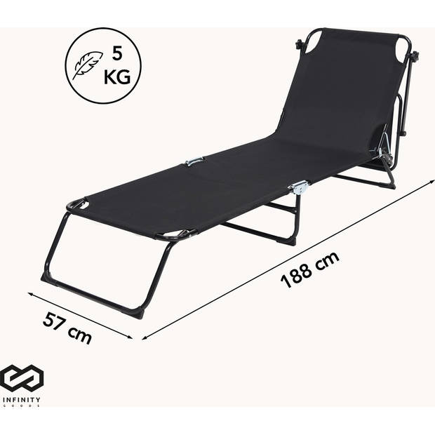 Infinity Goods Ligbed Met Zonnescherm - Opvouwbaar - Zonnebed - Ligstoel - Verstelbaar - Verstelbaar - Tuin -