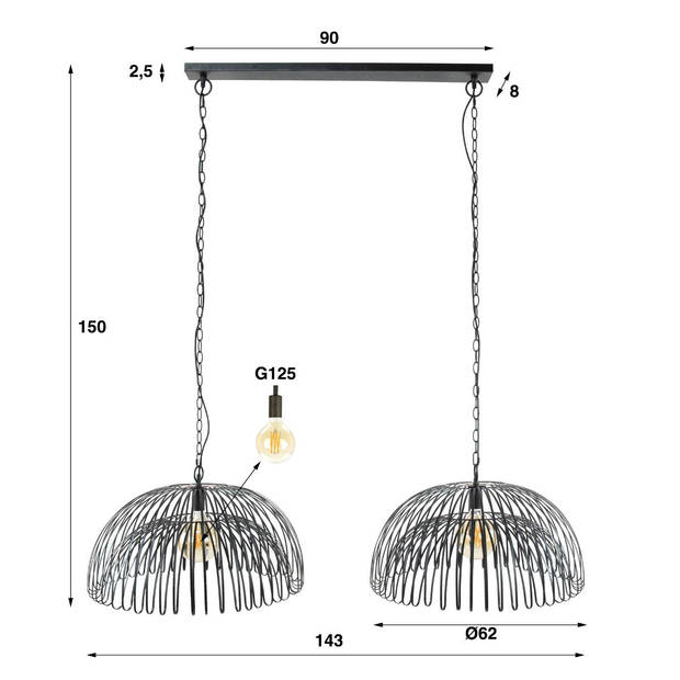 Stirling hanglamp 2L charcoal