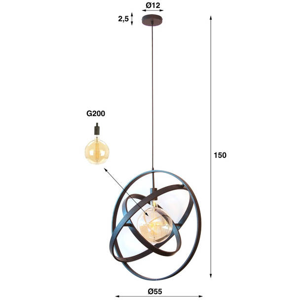 Saturnus hanglamp 1L 55 cm metaal