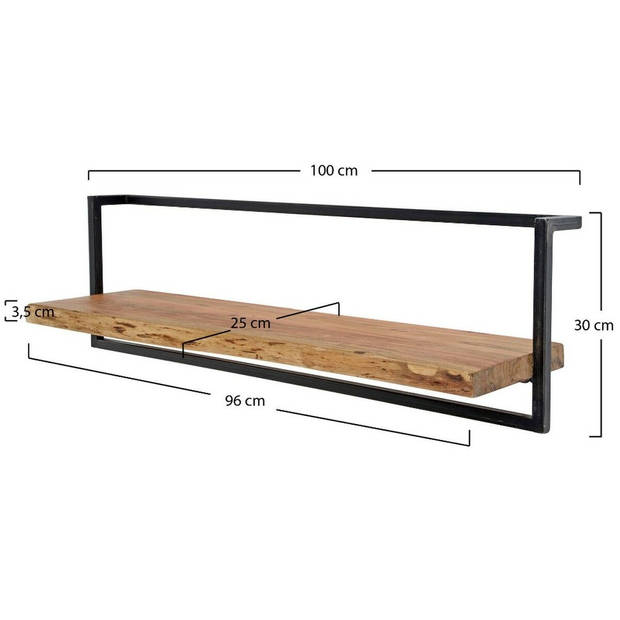 Woody metaal wandplank 100 cm