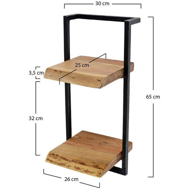 Woody metaal wandplank 30x65 cm