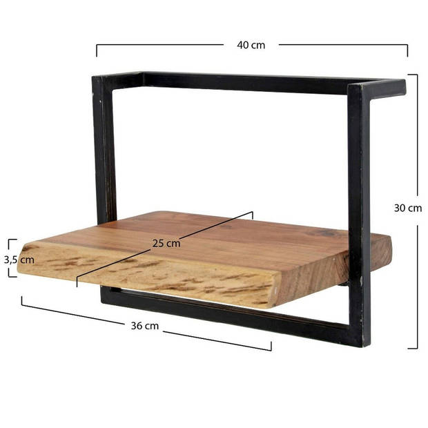 Woody metaal wandplank 40 cm