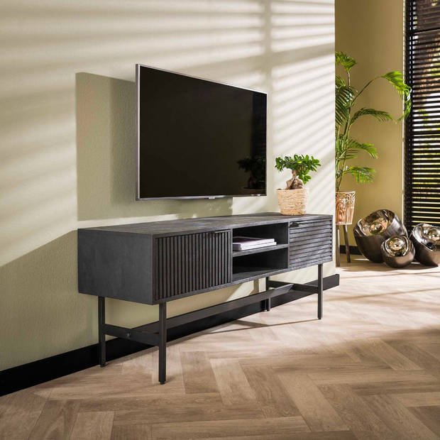 Mariah tv-meubel 140 cm mangohout zwart