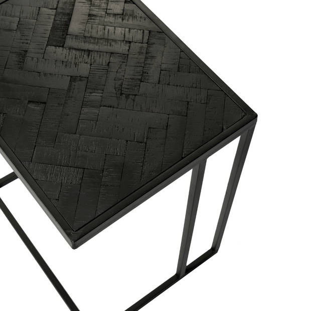 Reinier zwart teak visgraat laptoptafel 45x35x54 cm