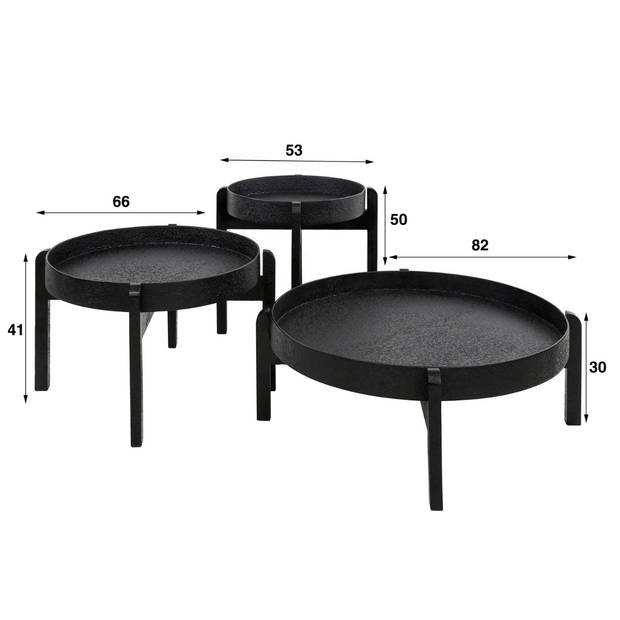 Metaluxe ronde salontafels - set van 3