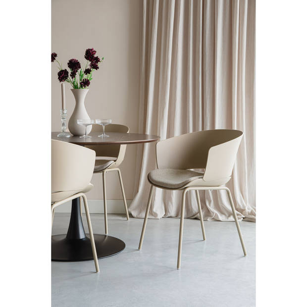 Housecraft Jessica Eetkamerstoelen armleuning Beige - Set van 4