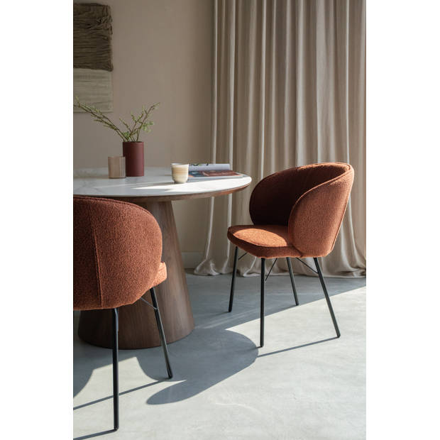 Housecraft Joa Eetkamerstoelen Bouclé Terra - Set van 2