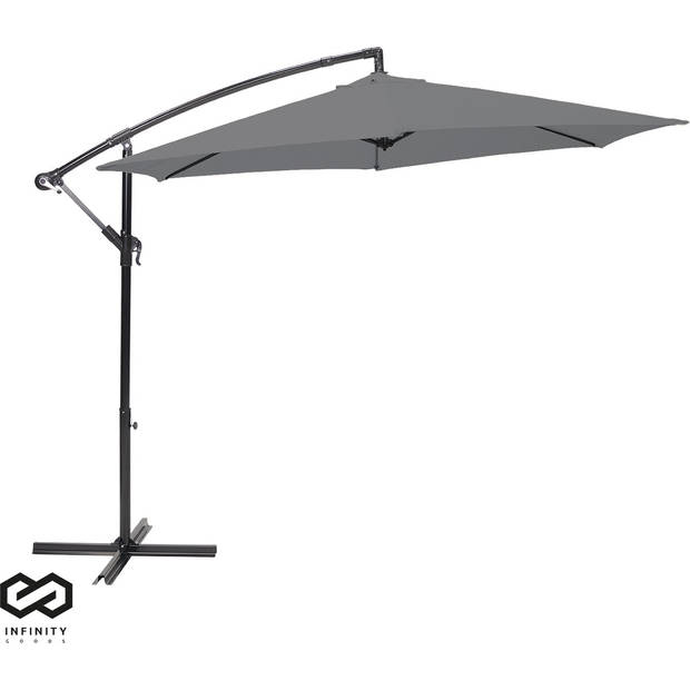 Infinity Goods Zweefparasol - 300CM - Incl. Kruisvoet - Waterdicht - Draai- en kantelbaar - Verstelbare Hoogte -