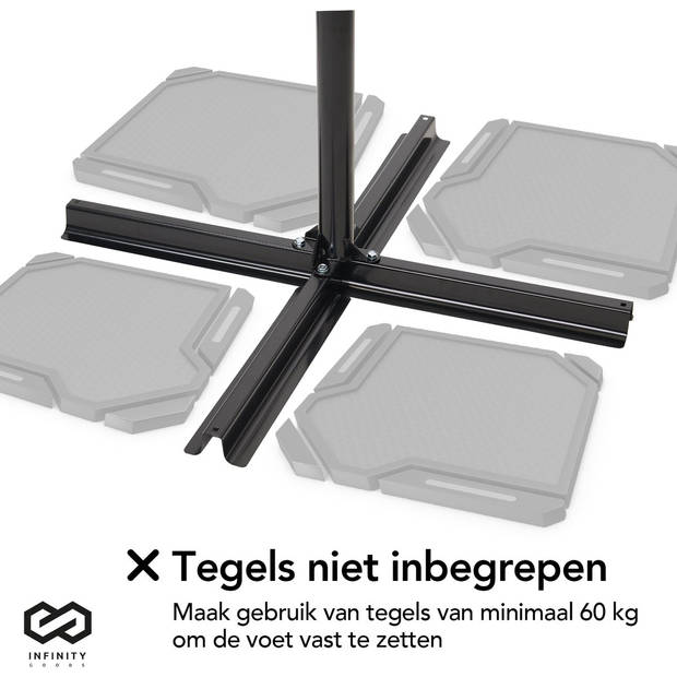 Infinity Goods Zweefparasol - 300CM - Incl. Kruisvoet - Waterdicht - Draai- en kantelbaar - Verstelbare Hoogte -