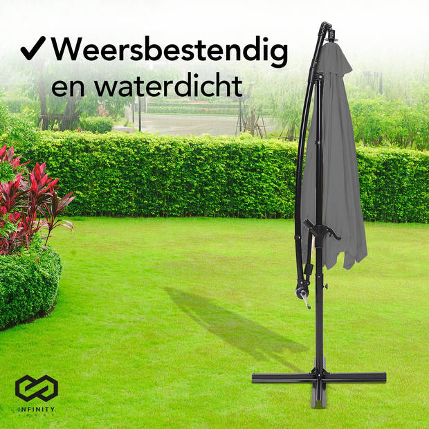 Infinity Goods Zweefparasol - 300CM - Incl. Kruisvoet - Waterdicht - Draai- en kantelbaar - Verstelbare Hoogte -