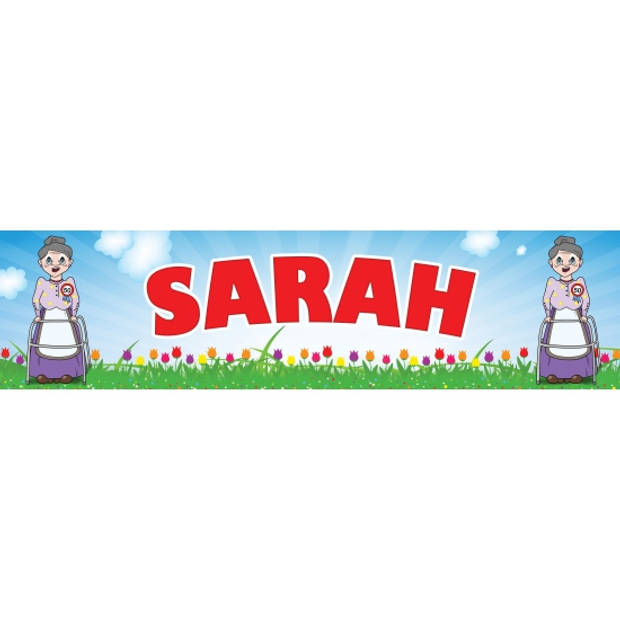 Sarah 50 jaar spandoek 200 cm - Feestbanieren