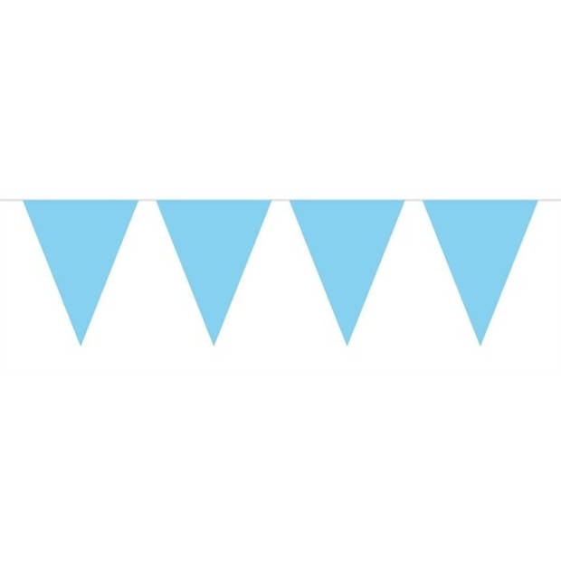 1x Mini vlaggetjeslijn slingers lichtblauw 300 cm - Vlaggenlijnen