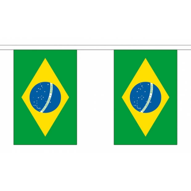 Stoffen vlaggenlijn slingers Brazilie 3 meter - Vlaggenlijnen