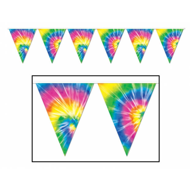 Tie Dyed hippie vlaggenlijn 3 meter - Vlaggenlijnen