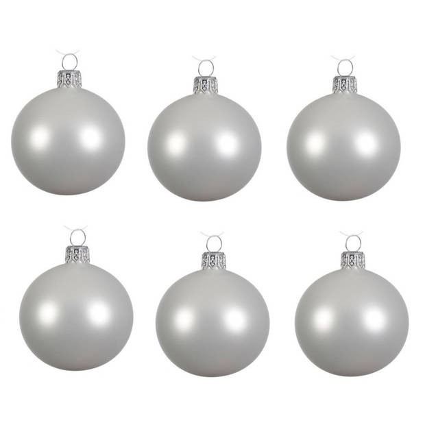 18x Glazen kerstballen mat winter wit 8 cm kerstboom versiering/decoratie - Kerstbal