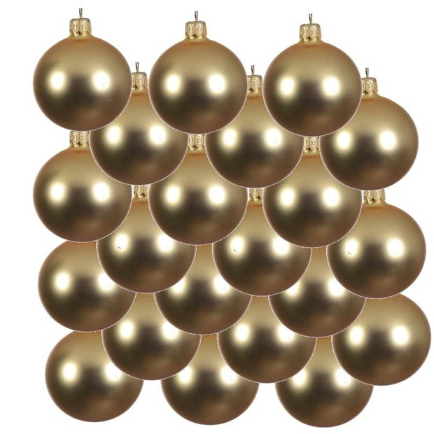 18x Glazen kerstballen mat goud 8 cm kerstboom versiering/decoratie - Kerstbal