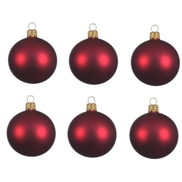 Donkerrode Kerstversiering Kerstballen 24-delig 6 en 8 cm - Kerstbal