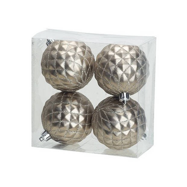 Cosy & Trendy Kerstballen - 4x st - zilver - D8 cm - kunststof - Kerstbal