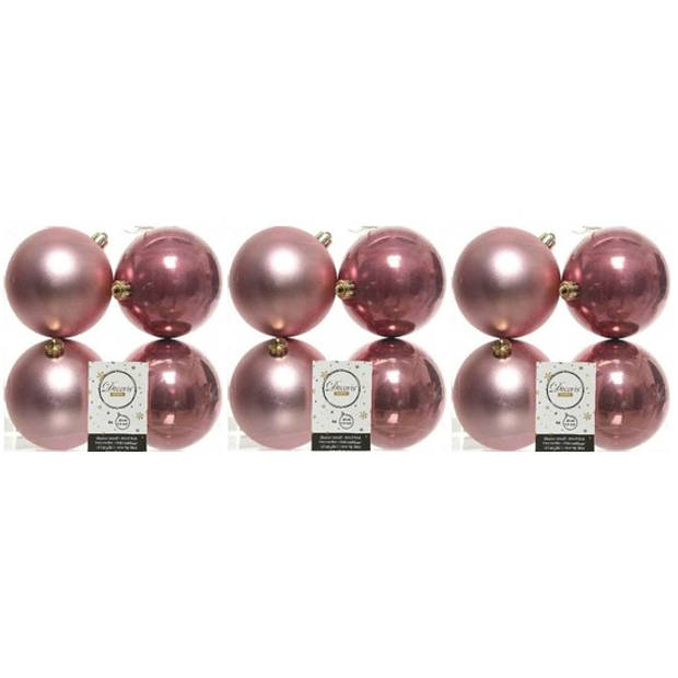 12x Kunststof kerstballen glanzend/mat oud roze 10 cm kerstboom versiering/decoratie - Kerstbal