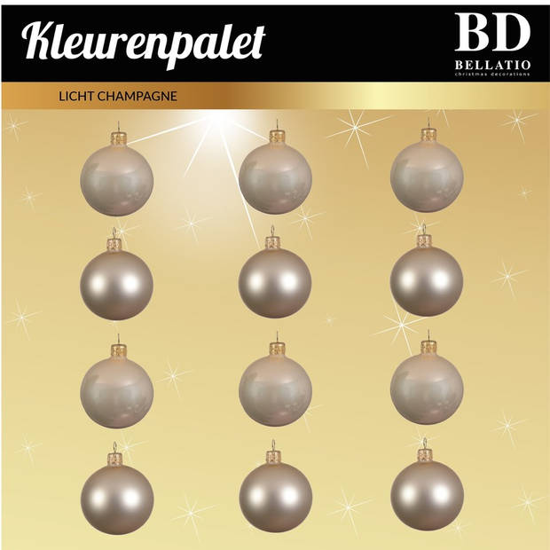 Licht parel/champagne Kerstversiering Kerstballen 24-delig 6 cm - Kerstbal