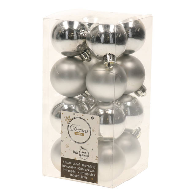 48x Kunststof kerstballen glanzend/mat zilver 4 cm kerstboom versiering/decoratie - Kerstbal