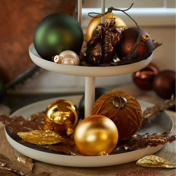 Decoris Kerstballen set - 6x stuks - goud - glas - 6 cm - glans - kerstversiering - met gouden ophanglintje - Kerstbal