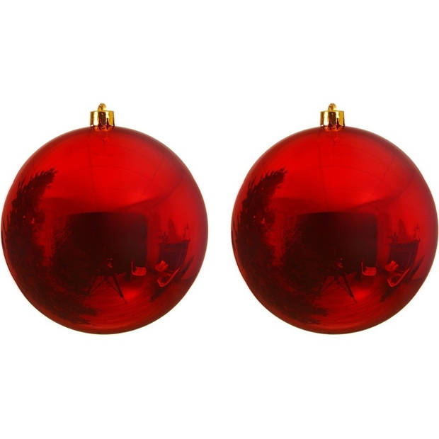 2x Grote raam/deur/kerstboom decoratie rode kerstballen 20 cm glans - Kerstbal