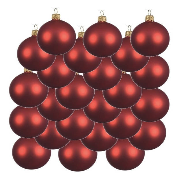 18x Glazen kerstballen mat kerst rood 6 cm kerstboom versiering/decoratie - Kerstbal