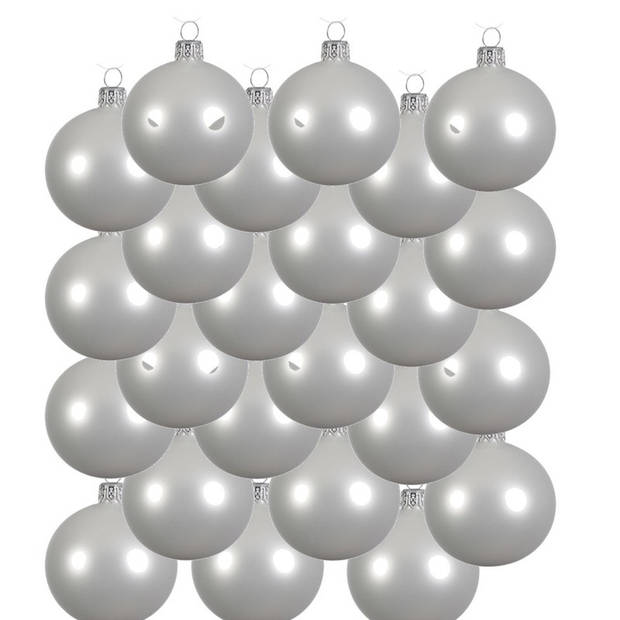 24x Glazen kerstballen mat winter wit 8 cm kerstboom versiering/decoratie - Kerstbal